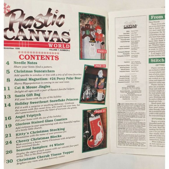 Plastic Canvas World Magazine November 1998 Festive Christmas Magic Cat Mouse - Picture 3 of 9